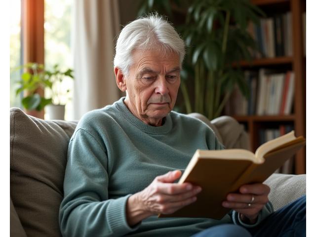 Person engaged in a thoughtful activity like reading or puzzling, symbolizing cognitive engagement.