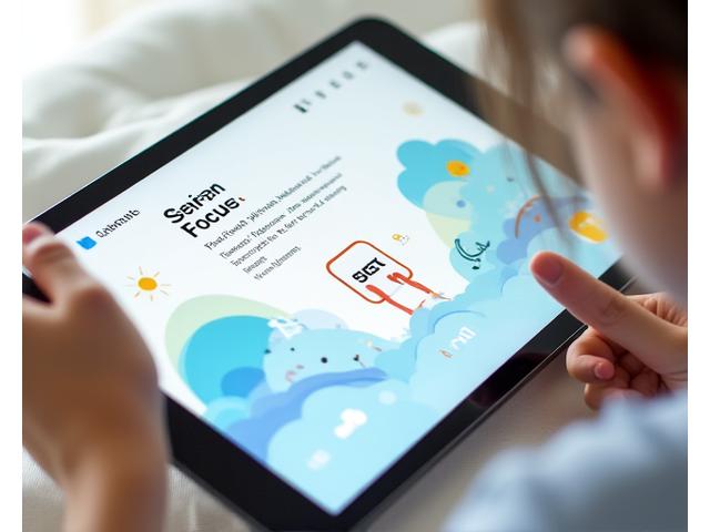 Headspace app interface on a tablet, displaying a daily meditation session with colorful, friendly illustrations. Highlighting simplicity.