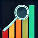 Icon representing a magnifying glass over a health chart, symbolizing assessment.