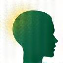 Icon representing mental health, a calm human silhouette with abstract brain waves
